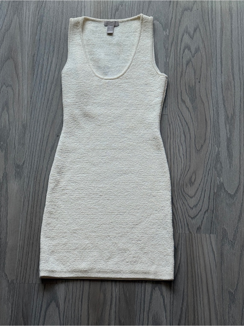 H&M Light Cream Sleeveless Scoop Neck Knit Midi Dress size M